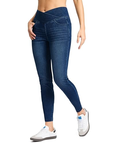 Best Jeans to Tuck Into Boots: Top Picks for Style 13 Rammus Pull on Jeggings for Women High Waisted Crossover Stretchy Skinny Jeans Tummy Control Denim Leggings