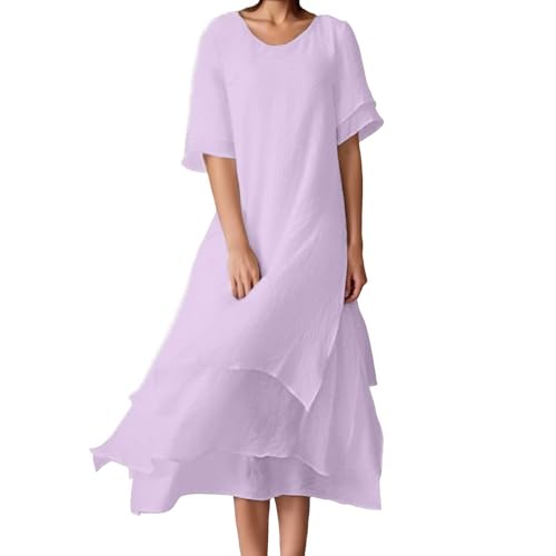 Robe manches courtes col rond femme, la tenue fente chic pour vos soirées d'été