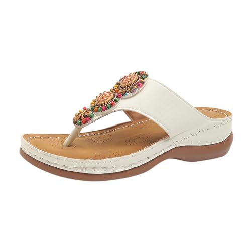 Pantoufles d'été pour femme taille 40 blanc avec talon compensé