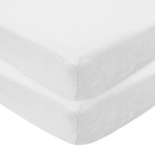 Image of American Baby Company 2 Pack Heavenly Soft Chenille Fitted Crib Sheet 28" x 52", Warm and Cozy Neutral Chenille Sheet, White, for Boys and Girls, Fits Crib and Toddler Bed mattresses