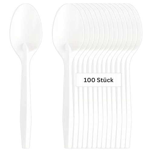 Linario® Mehrweglöffel aus Maisstärke - Nachhaltiges Besteck ohne Plastik - Stabiles hochwertiges Geschirr für Partys, Grill und Camping - 17cm...