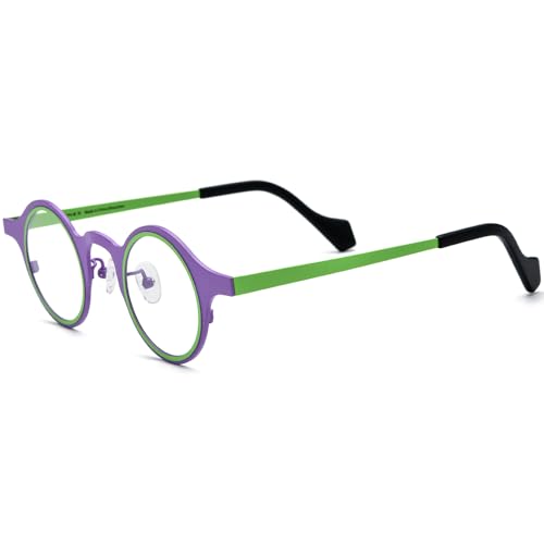 Image of FONEX Colorful Pure Titanium Glasses Frame Women Retro Round Eyeglasses