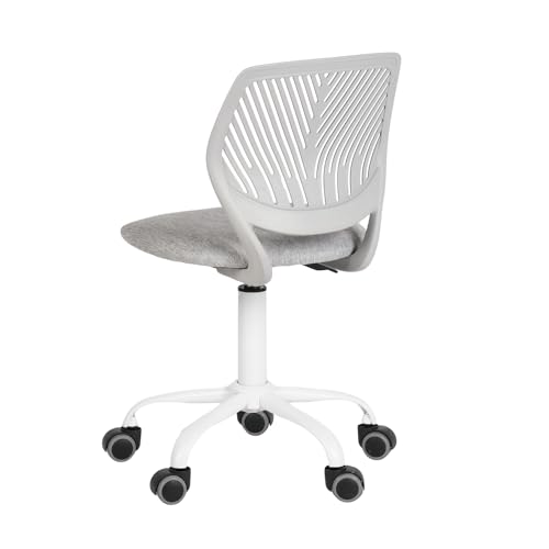 FurnitureR Writing Task Chair for Teens Boys Girls 360 Rolling Wheels Fabric Soft Pad Seat Breathable Backrest, Height Adjustable Liftup 29.5"-34.3", Morandi Grey