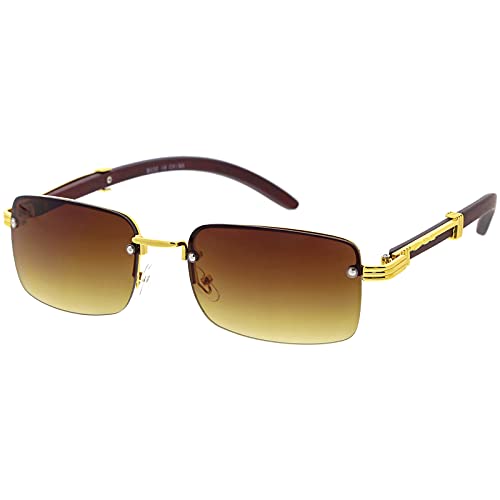 zeroUV - Luxe Vintage-Inspired Rimless Neutral Medium Square Sunglasses D2512