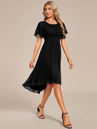 Image of Ever-Pretty Women's Chiffon Crew Neck Empire Waist Wedding Guest Dress Summer Short Sleeve Semi Formal Dresses 02053