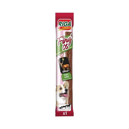 Riga - Fing'Os Stick - Friandises Chien - Snack Tendre Au Gibier - Riche en Vitamines Et Minéraux - sans Sucre Ajouté, Colorant, Conservateur Et Arômes Artificiels -...