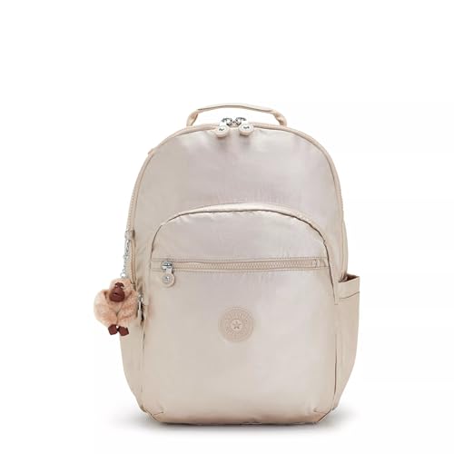 Mochila Kipling Seoul Go extragrande, Quartzo metálico, 13.75''L x 17.25''H x 8''D, Seul