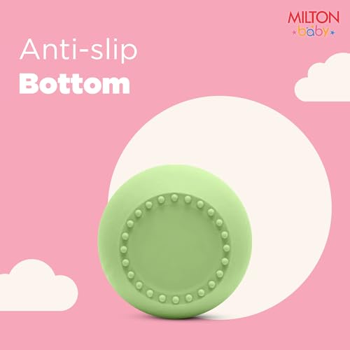 Image of MILTON baby Silicone Tumbler with Spoon I Baby & Toddler Training Cup & Spoon I BPA Free- 100% Food Grade I Weighted Base to Prevent Tip-Overs I Anti Slip Bottom I Gentle on Tender Gums I Mint Green