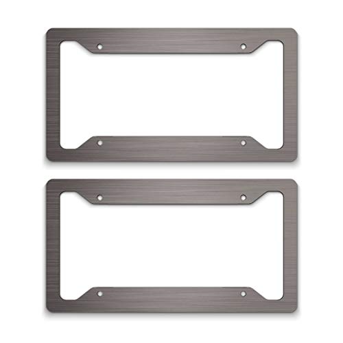 2 Brushed Ultra Thick Blank Aluminum Composite Metal License Plate Frames -Wholesale Car Tag Frame for Customization - Personalize with Vinyl - Bulk Engravable Automotive Plate Frame