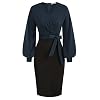 GRACE KARIN Bodycon potloodjurk voor dames, V-hals, korte mouwen, cocktailjurk met riem