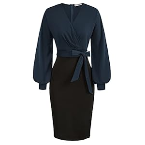 GRACE KARIN Bodycon potloodjurk voor dames, V-hals, korte mouwen, cocktailjurk met riem