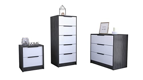 Conjunto Kaia, Mesita De Noche + Comoda 3 + 5 Cajones Cover