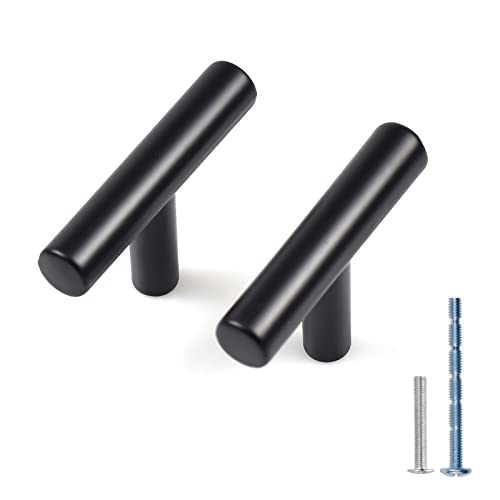 FunChaos 12 Pcs Noires Cuisine Poignée, Poignées de Meuble, Poignées de Placard, Poignées de Tiroir Avec 2 Vis De Taille, Parfait Pour Armoire De Meubles De Salle De Chambre (T) Cover