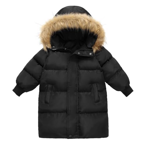 Girls Winter Down Coats with Hood Toddler Girls' Outerwear Long Puffer Fleece Lined Warm Jackets for Kids