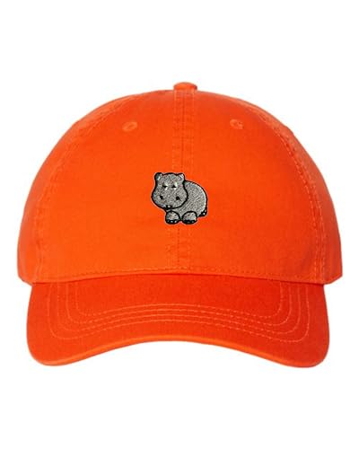 Go All Out One Size Orange Dad Hippopotamus Hippo Embroidered Hat