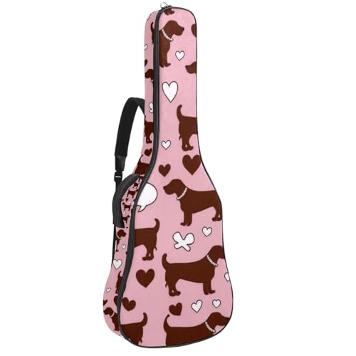 Étui souple guitare acoustique 109cm imperméable rose sac à dos guitare basse