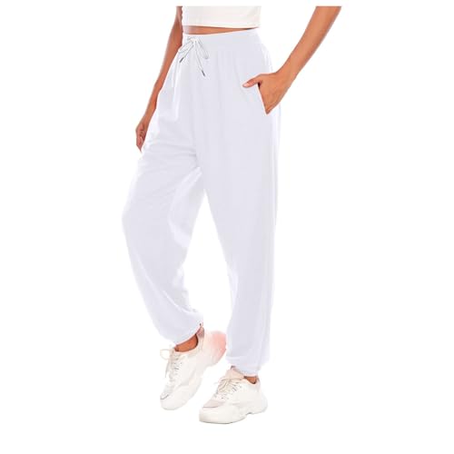 Pantalones deportivos largos con bolsillos para mujer, pantalones de chándal holgados Y2K, pantalones cargo de un solo color, pantalones holgados con cintura elástica para hip-hop, gimnasio y correr,