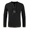 Mens Long Sleeve Shirts Linen,Vintage Costume Tops Medieval Vintage Green Shirt Renaissance White Men Lace Up 5XL Men's Tops, T-Shirts & Renaissance Retro Long Sleeve (07 Black,L) #3