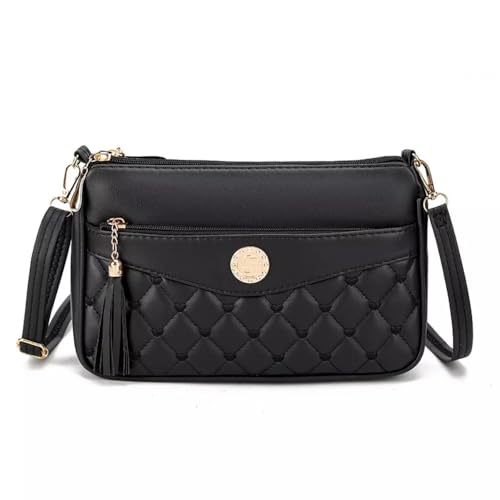 Image of SHAMRIZ Korean Style Quilted Sling Bag for Girls | Cute Heart Pattern Crossbody Purse with 3 Zipper Compartments | Fancy Tassel Side Bag for Party, Wedding & Gifts | Mini Slingbag /One Side Bag