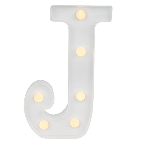Image of Restaurantware Illumify 6.9 x 1.2 x 8.7 Inch Light Up Letter 1 Durable Marquee LED Light - Letter J Touchproof White Plastic Party Light Keyhole Slot For Parties Weddings Or Special Events