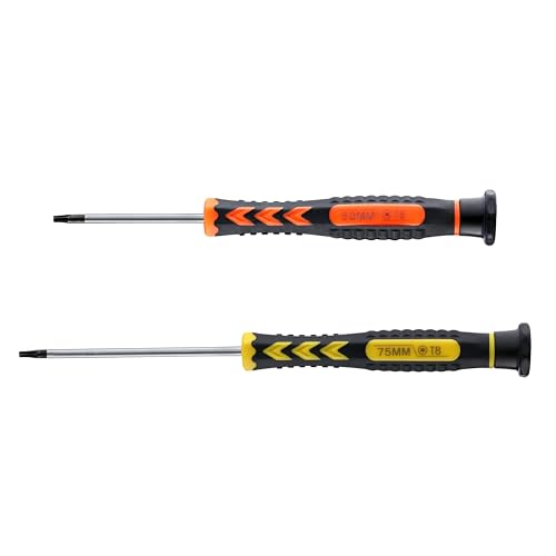 2PCS T8 Torx Screwdriver, HIA TR8 Torx Security Screwdriver for PS3,PS4, Xbox one, Xbox 360 Controllers, Macbook and HDD Repair (50mm+75mm)