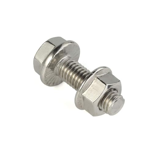 Image of M6-1.0 x 10mm Flanged Hex Head Bolts Hexagon Screws with Serrated Flange Nuts, Fully Threaded, Stainless Steel 304, 20 Sets