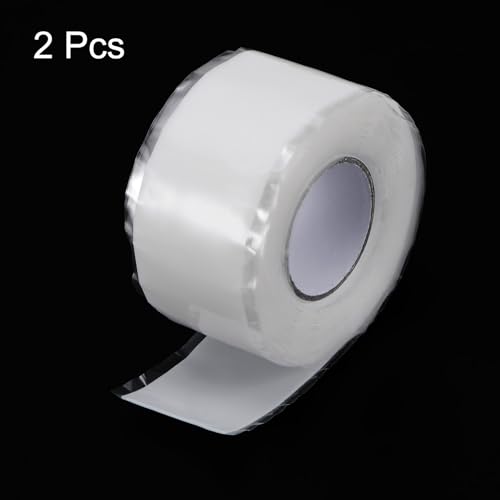 Image of HARFINGTON 2 Rolls Self Fusing Silicone Tape 1 inch x 10ft x 0.02 inch Waterproof Sealing Plumbing Rubber Tape for Water Pipe Hose Leak Silicone Grip Repair Seal, White