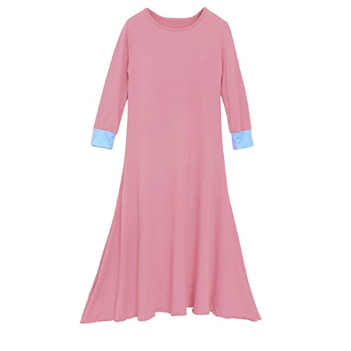 Muslim Clothes for Girls Kids Abaya Long Sleeve Dress with Cotton Full Cover Hijab Islamic Kaftan Prayer Dresses Two Piece Set Hot Pink, 3-4 Years2