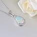 CiNily Pendant Necklace for Women, 14K White Gold Plated Created White Opal Pear Pendant with Chain, Gemstone Necklaces Opal Jewelry Gift for Wedding Christmas Birthday