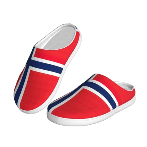 Cozy Norwegian flag print Slippers Indoor and Outdoor Fuzzy House Shoes Anti-Skid Sole Gifts for Women Indoor Scuff2