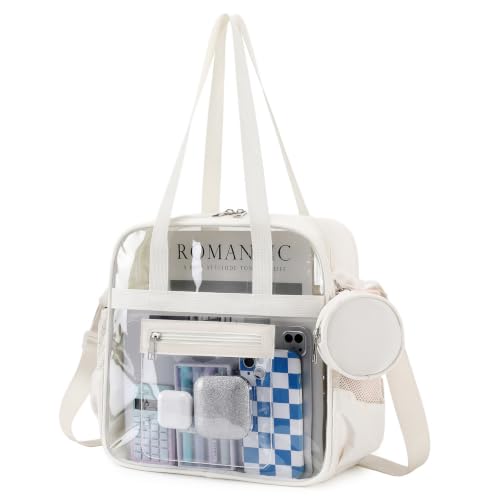 Image of Clear Tote Bag 12x6x12 Stadium Approved Transparent Crossbody Bag with Multi Pockets for Sports Concerts