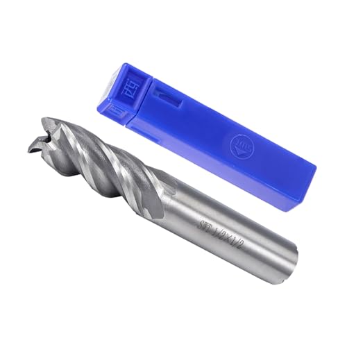 Image of 4-Flute Spiral End Mill Bits, 1 /2 inch Diameter 42mm Length, High Speed Steel Straight Milling Cutter with Storage Case- (Applications: for Plywood Hardwood Plastic),
