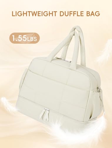 Image of CLUCI Weekender Travel Bag for Women Puffer Tote Bag Carry On Duffle Overnight Bags with Shoe Compartment