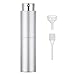 20 ml Atomizador perfume, botella de perfume vacía recargable con pipeta y embudo(Plata)