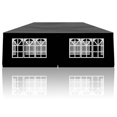 SEALAMB Black Party Canopy Tent 10x20FT with 6 Removable Waterproof Sidewalls, Outdoor Large Canopy Tent Paito Gazebo Party Tent Wedding Tents for Backyard