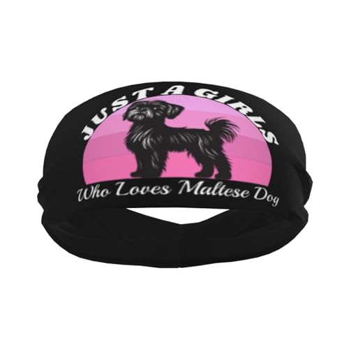 Just A Girls Who Loves Maltese Dog Adjustable Sports Headband Moisture Wicking Sweatband for Running Workout2