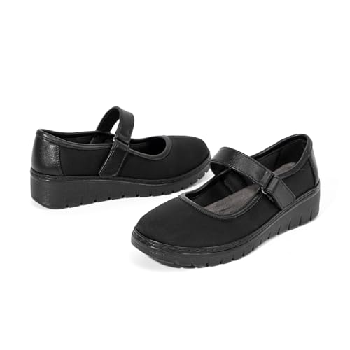 Image of VJH confort Women s Mary Jane Flats, Breathable Comfort Round Toe Low Heel Slip-on Light Weight Walking Shoes