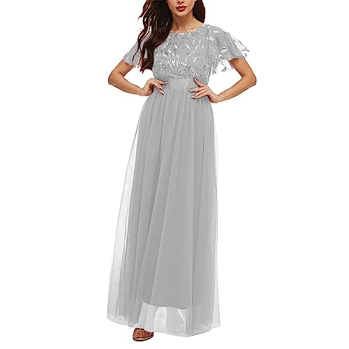 Vestido de fiesta con lentejuelas para mujer, vestido de fiesta con mangas 3/4, vestido de gasa holgado, vestido de verano, elegante, elegante, vestido de cóctel, elegante, vestido de noche ligero