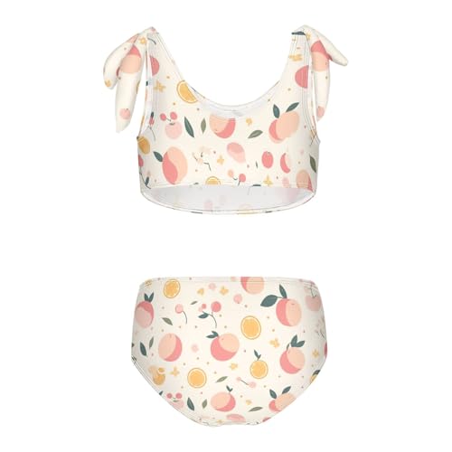 KLL Pink Peach Girl Two Piece Bikini Sets Scoop Neck Swimsuits Swimwear Cute Shoulder Strap2