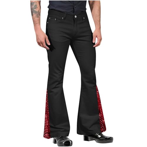 Pantalon évasé rétro WWricotta décontracté avec un patchwork de cristaux - 2