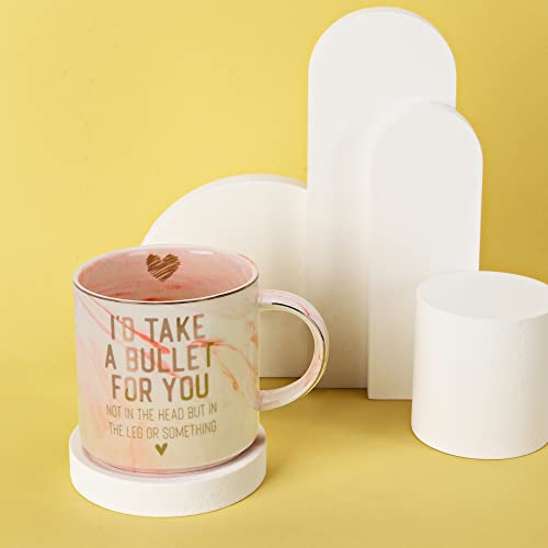 Best-Friend-Birthday-Gifts-for-Women-Funny-Friendship-Christmas-Gift-for-Bestfriend-Besties-BFF-Sister-Boss-Woman-Big-Sis-Sorority-Id-Take-a-Bullet-For-You-Pink-Mug-115oz-Coffee-Cup