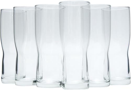 Genérico Vasos Altos Estilo Pilsner de Cristal Transparente, 420ml, Pack de 6, Ideales para Cerveza y Cócteles