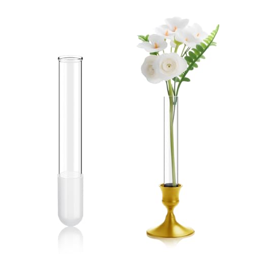 Ninehaoou 1 Pack 5.9" Glass Bud Vase Taper Candle Holder