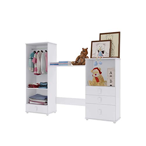 Quarto de Bebê Completo MadeiraMadeira com Cômoda e Guarda Roupa 376992 Azul/Branco