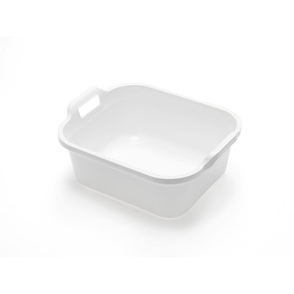Addis Rectangular Washing Up Bowl with Handles, White, 39 x 32 x 14 cm