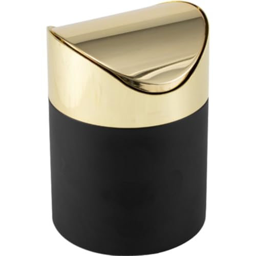 Mini cubo de basura de escritorio impermeable con tapa abatible para desperdicios pequeños 2