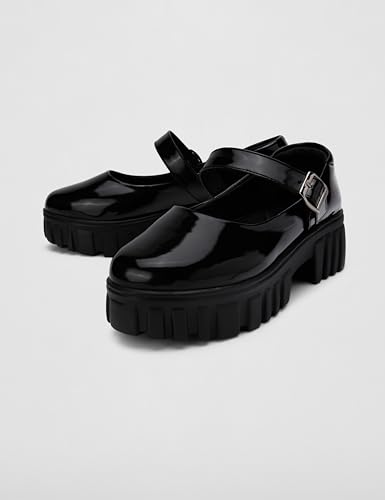 Image of Mochi Women Synthetic Platform Block Heel Mary Jane Shoes