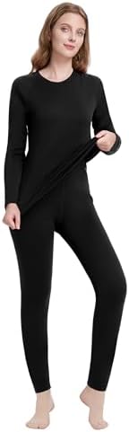 Woolcano Thermische set voor dames van 100% merinowol, thermisch ondergoed, basislagen voor skiën, wandelen, wintersport, 260 marineblauw, XL