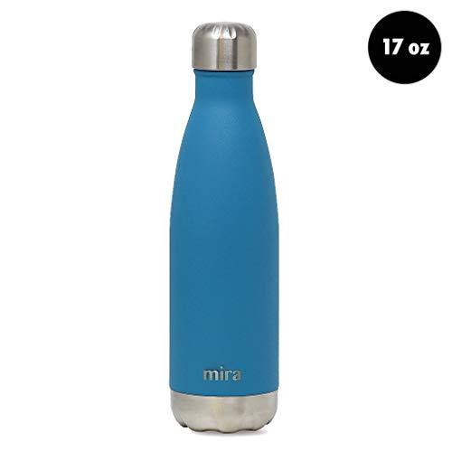 MIRA 17 Oz Stainless Steel Vacuum Insulated Water Bottle - Double Walled Cola Shape Thermo - 24 Hours Cold, 12 Hours Hot - Reusable Metal Water Bottle - Leak-Proof Sports Flask - Hawaiian Blue
