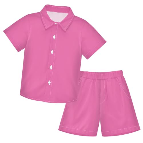 Image of 3T Toddler Boy Shorts Set Teal Hawaiian Button Down Shirts Summer Outfits for Little Boy